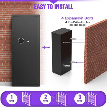 10-15 Gun Rifle Safe for Home Security, Gun Safe for Rifles and Pistols - Quick Access Digital Keypad | Easy Assembly Gun Safe with Adjustable Shelves (Fits Shotguns & Ammo)