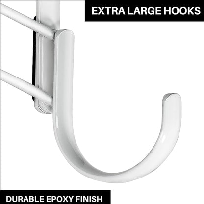 LYNK Professional® Home™ Over The Door Hooks - 14 Hook Over The Door Hanger - Over Door Coat Rack - Hanging Towels or Clothes - Bathroom, Bedroom or Laundry Room - Lifetime Ltd. Warranty – White