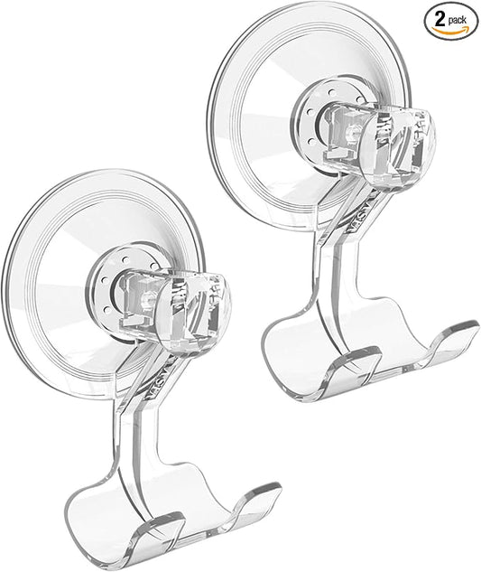 VIS'V Suction Cup Razor Holder, Shower Suction Razor Hooks for His and Hers, Removable and Reusable, Clear, 2 Pcs