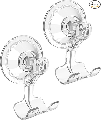 VIS'V Suction Cup Razor Holder, Shower Suction Razor Hooks for His and Hers, Removable and Reusable, Clear, 4 Pcs