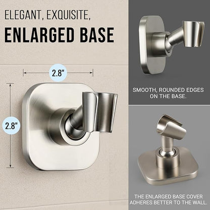G-Promise Metal Handheld Shower Head Holder, Adjustable Wall Mount Shower Wand Bracket, Strong Adhesive Disc Mount or Drill Installation (Square, Brushed Nickel)