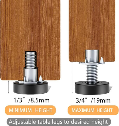 1/4" Thread Leveling Feet, 12 PCS Adjustable Furniture Levelers with T-Nuts, Threaded Screw-in Table Feet for Individual Adjustment
