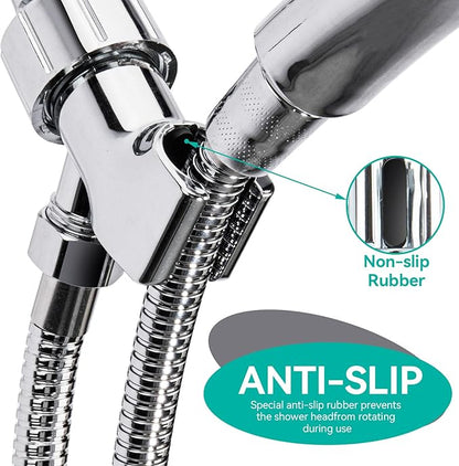 Adjustable Handheld Shower Head Holder- Premium ABS Bracket- 360 Degree Rotatable Arm Mount and Hose Connector- Easy Install and Replacement Parts (Elegant Grey)