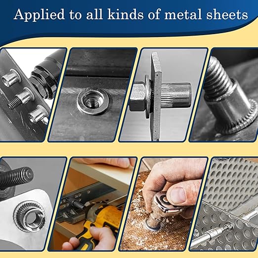 1/2''-13 UNC Rivet Nut, 10Pcs 304 Stainless Steel Flat Head Rivnut Threaded Insert Nutsert