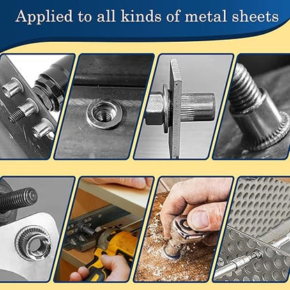 1/2''-13 UNC Rivet Nut, 10Pcs 304 Stainless Steel Flat Head Rivnut Threaded Insert Nutsert