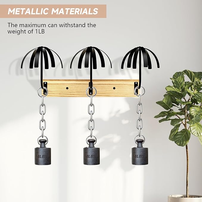 Hanging Wig Stand for Multiple Wigs, 6 PCS Wall Mounted Wig Hanger Holder, Durable Wig Storage Organizer Rack for Display, Storage, Styling, Drying (Carbon Steel and Wood)