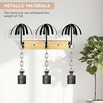 Hanging Wig Stand for Multiple Wigs, 6 PCS Wall Mounted Wig Hanger Holder, Durable Wig Storage Organizer Rack for Display, Storage, Styling, Drying (Carbon Steel and Wood)