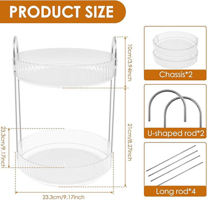 360° Rotating Bathroom Countertop Organizer, 2-Tier Makeup Organizer, Multi-Function Skincare Organizer, Large Capacity Rotating Cosmetic Organizer, Rotating Vanity Organizer for Countertop (1)
