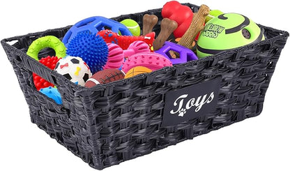Dog Toy Basket Large Woven Bin Toy Storage Organizer for Living Room Pet Toy Basket with Handles Stylish Dog Toy Bin for Home,Ideal Gift for Pet enthusiasts
