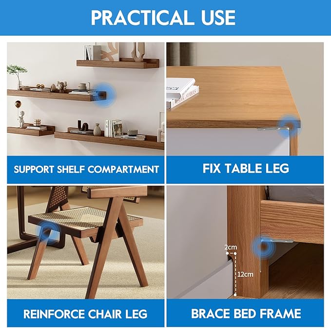 HOME MASTER HARDWARE 40pcs L Bracket Corner Brace Sets, Stainless Steel Corner Bracket, 2 inch Joint Right Angle Brackets with Screws for Shelves Wood Furniture Frame