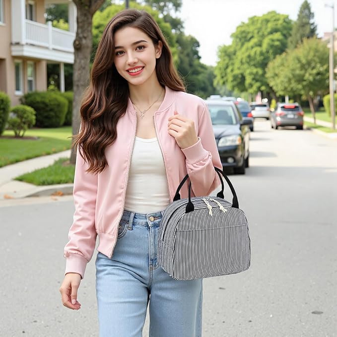 Bluboon Lunch Bag for Women Men Cute Corduroy Lunch Tote Bags Reusable Insulated Lunch Box Large Capacity Reusable Insulated Cooler for Work Picnic or Travel
