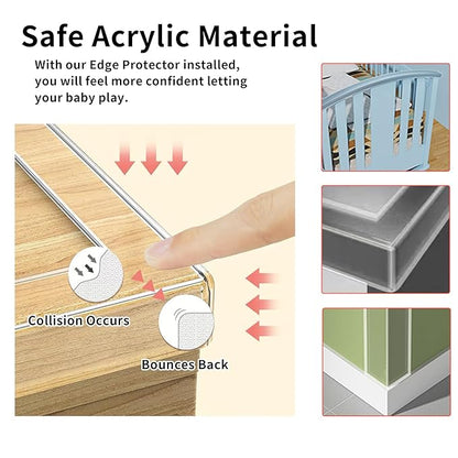 3Pack Soft Corner Protectors for Furniture Strip,2 in x 9.84 Ft,Wall Corner Bumper Tape,Desk Edge,Baseboard Protector,Clear Cabinet Door Protector Edge Guard,Crib Rail Covers for Teething