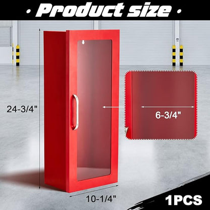 Zonon 1 Pcs 10lb Fire Extinguisher Cabinet Wall & Surface Mount 24-3/4 H x 10-1/4 W x 6-3/4 D 22 Gauge Steel Fire Extinguisher Box Case Extinguishers Holder with Handle for Indoor Outdoor (Red)