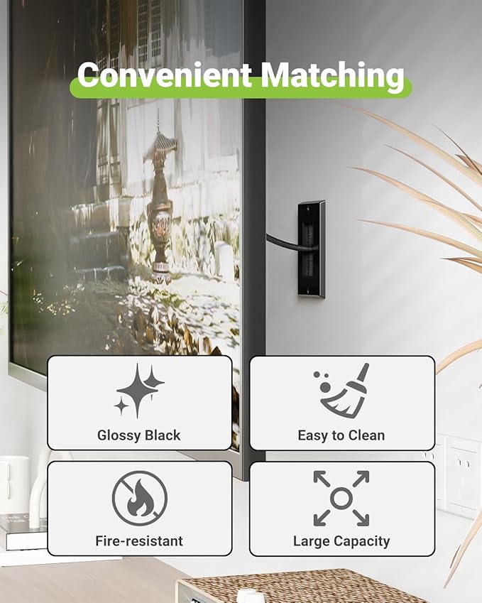 Brush Wall Plate with Mounting Bracket, 4 Pack Cable Pass Through Decorator Cover for Low Voltage Wires, Single Gang Cord Hider for TV Home Theater System, Black