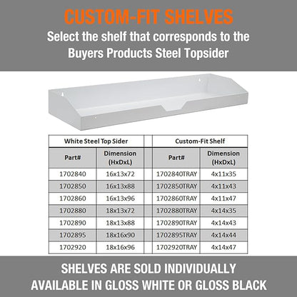 Buyers Products 1702850TRAY White Steel Topsider Shelf Custom-Fit for Steel Topsider Truck Tool Box Snap-In Shelf System