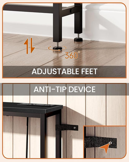78.7" Narrow Console Table with Power Outlet 7.1" Skinny Sofa Long Behind Couch Table with Charging Station for Hallway, Living Room Black TXG20UBB