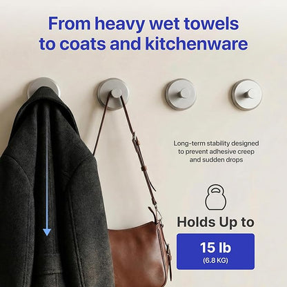 HOME SO Suction Cup Hooks for Shower & Bathroom Towel Holder 4-Pack – Suction Cups Hooks for Hanging Towels, Robes, & Coats - Tiles, Glass Door or Mirror – Shower Hooks & Towel Hooks Organizer -Nickel