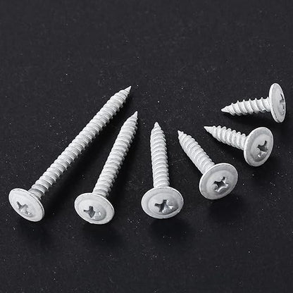 Wensilon(250 pcs)#8×1" Phillips Truss Head Wood Screws White Iron Quick Metal Self Tapping