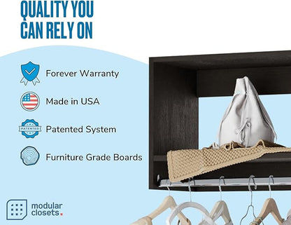 Tall Hanging Closet Unit - Modular Closet System For Hanging - Closet Organizers And Storage Shelves (Grey, 21 inches Wide)