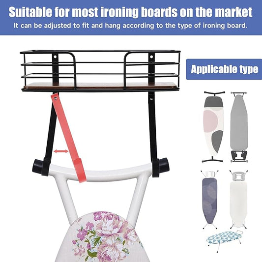 Ironing Board Holder Wall Mount Laundry Room Hanging Iron and Ironing Board Hanger Storage Laundry Room Decor and Organization Fit Most Ironing Boards leg's(Included T&V Shaped)-Black