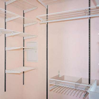 12 Pack 47 Inch Dual Track Upright Wall Shelving System Shelf Bracket Twin Slot Shelf Rail Twin Track Upright Heavy Duty Support System for Pantries, Linen Closets, Laundry Rooms (Black)