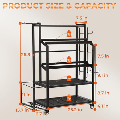 Dumbbell Rack Weight Stand - Adjustable Weight Rack for Dumbbells, Home Gym Storage Rack for Yoga Mat Foam Roller Kettlebells, Workout Equipment Storage Organizer With Wheels