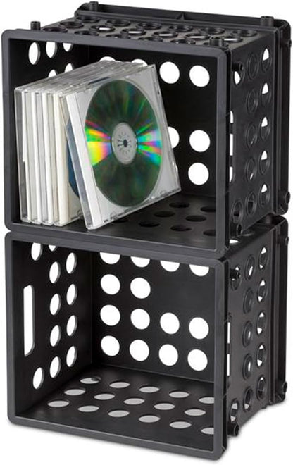 Sterilite Mini Crate, Stackable Plastic Storage Bin with Handles, Organize Home, Garage, Office, School, Dorm Room, Black, 24-Pack