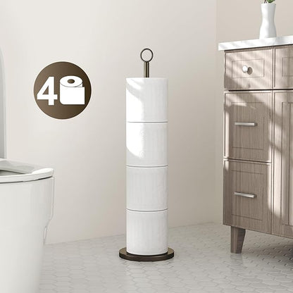 Toilet Paper Holder Stand(with Reserve Function), Free-Standing Spare Rolls Storage Holder, Stainless Steel
