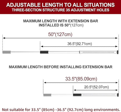 AceMining Sliding Door Security Bar,Heavy Duty Sliding Patio Door Lock Bar, 20-50inch Adjustable Multi-use Window Security Bars, Sliding Door Stopper,White,1Pack