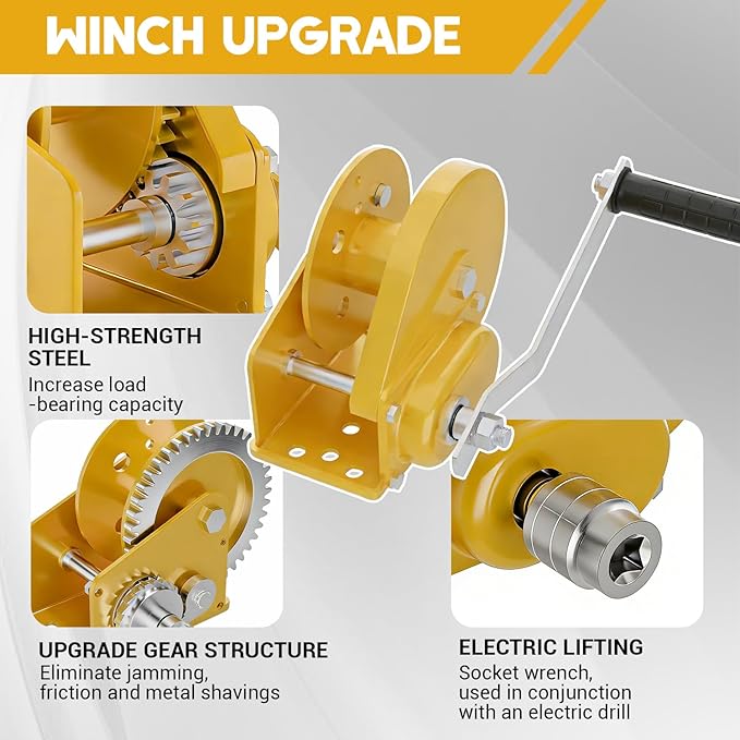 Overhead Garage Storage Lift, Upgrade Winch (No Gear Wear), Heavy Duty Ceiling Mounted Garage Storage Lift System for Organization, 300lbs, Fit for Bronco, Weight, Wrangler (Deck Not Includ)