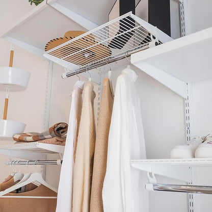 2 Pcs Twin Rail Upright Wall Shelving System 47.5 Inch with 6 Pcs Shelf Bracket 14.5 Inch Heavy Duty Adjustable Storage Rack Metal Support System for Kitchen Closet Home Indoor (White)
