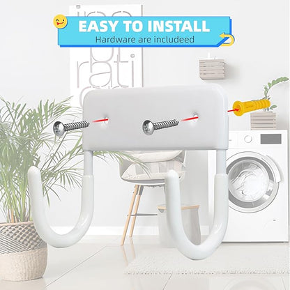BiJun Ironing Board Hanger Wall Mount, Ironing Board Hanger with 5 Inch Length, Iron Board Holder Wall Mount for Laundry Rooms (White)