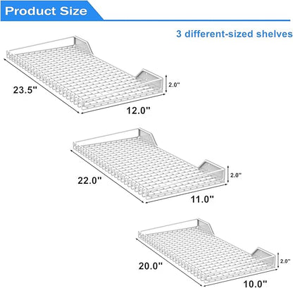 TORACK Wall-Mounted Storage Shelves, Mixed-Size Garage Wall Shelving for Closet & Laundry Room, Heavy-Duty Floating Shelf Holds Up to 65 lbs(White)