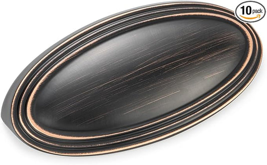 KOOFIZO 10 Pack 3 Inch Drawers Pulls Oil Rubbed Bronze Cabinet Handles Bronze Cabinet Cup Pulls for Kitchen Cabinets P33 Drawer Dresser Cupboard Bedroom Bathroom