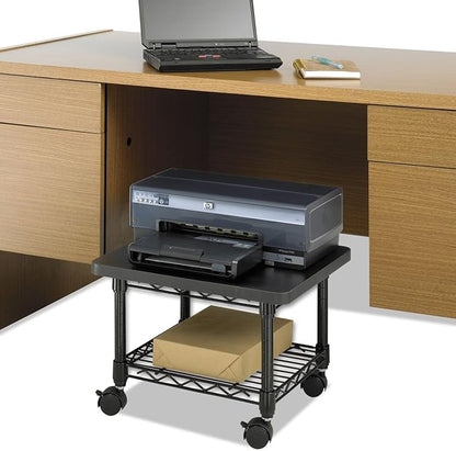 Safco Onyx Rolling Cart Printer Stand, Under-Desk Mobile Utility Table for Home Office with Steel Shelf, Gray