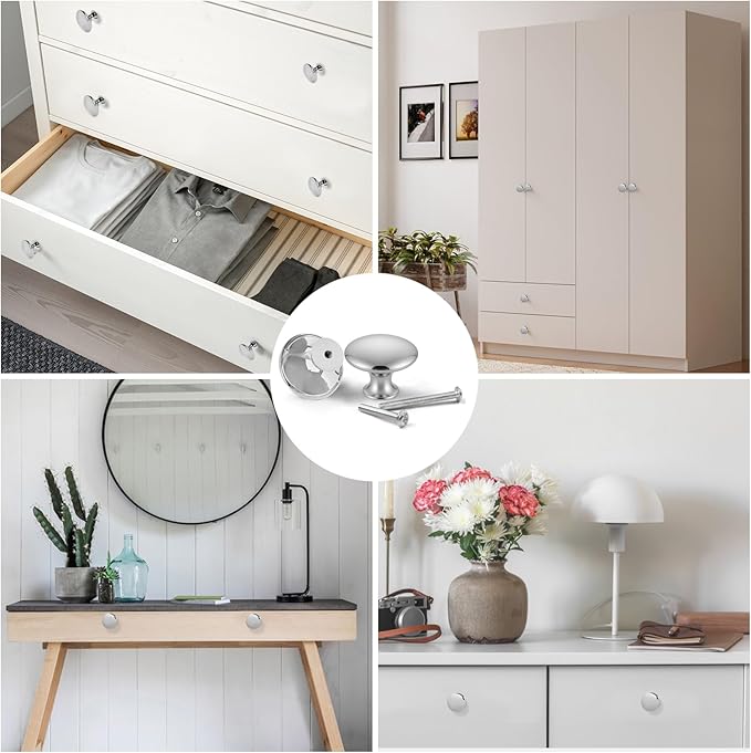 Romeda 18 Piece Drawer Knobs, Silver Cabinet Knobs with Screw, 30mm Drawer Pulls for Dresser, Kitchen, and Cabinet Drawers