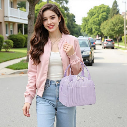 Bluboon Lunch Bag for Women Men Cute Corduroy Lunch Tote Bags Reusable Insulated Lunch Box Large Capacity Reusable Insulated Cooler for Work Picnic or Travel