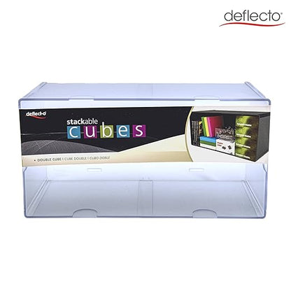 Deflecto Stackable Open Cube Organizer, Desk and Craft Organizer, Clear, Large, 6"W x 6"H x 12"D (350501)