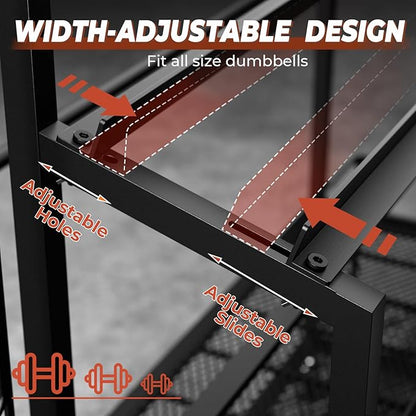 Dumbbell Rack Weight Stand Only - Adjustable Weight Rack for Dumbbells, Home Gym Storage Rack for Yoga Mat Foam Roller Kettlebells, Workout Equipment Storage Organizer With Wheels