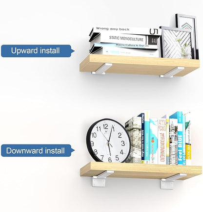 Heavy Duty Shelf Brackets, Floating Shelf Bracket 12 inch 6 Pack L Brackets for Shelves White Metal Support Bracket for DIY Decorative with Screws