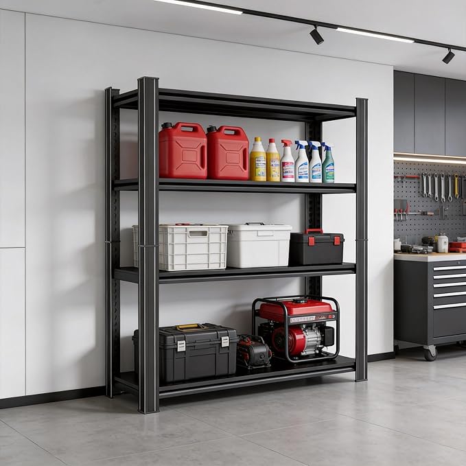Metal Garage Shelving Unit, Heavy Duty Adjustable Storage Shelves, Steel Shelving, 3000 lbs Capacity Shelves for Heavy Tools and Equipment, 5 Tier, 39.4" Wx 15.7" Dx 77.4" H