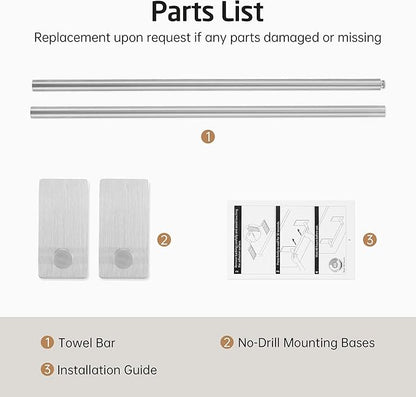 KES Adhesive Towel Bar 30-Inch Bathroom No Drill Towel Holder Sticky on Towel Rack Easy Install SUS304 Stainless Steel Rustproof Brushed Finish, A7000S75B-2