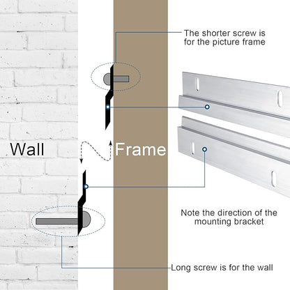 12 Pack French Cleat Hanger Headboard Wall Mounting Brackets Cleat Picture Hanger Kit Z Bar Supports with Plastic Expansion Tube Screws Silicone Dots for Picture Mirror Whiteboard (6 Inch)