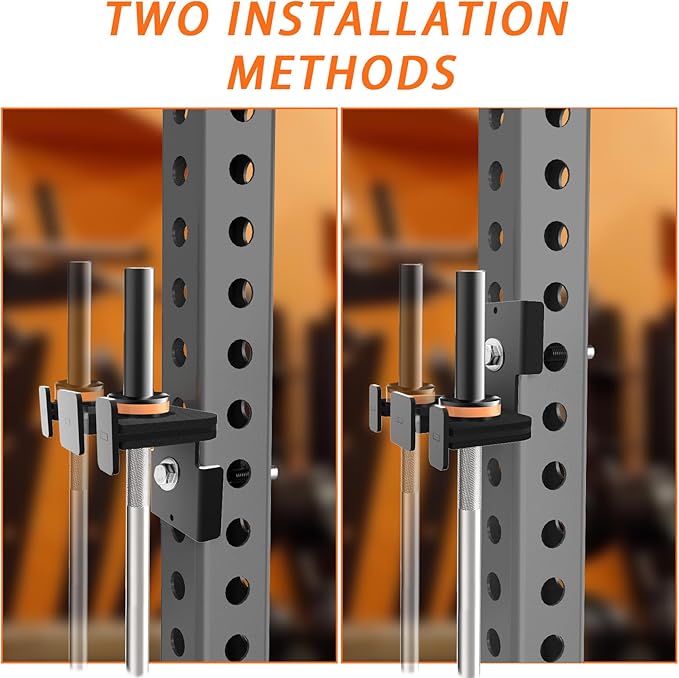 Barbell Holder for 2x2 & 3x3 Power Racks, No Drilling Required – Heavy-Duty Steel Barbell Storage Rack with Protective Padding, Fits 5/8''-1'' Holes – Secure & Space-Saving Gym Equipment Organizer