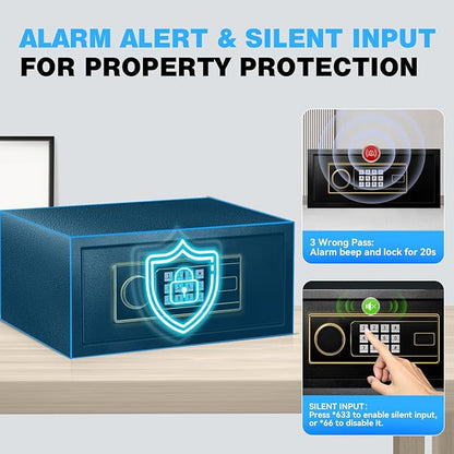 1.2 Cu Ft Fireproof Safe Box for Home - Steel Lock Box for Office & Home Security, Digital Electronic Keypad, Alarm System, Silent Mode, Safety Box for Documents Money Jewelry Laptop