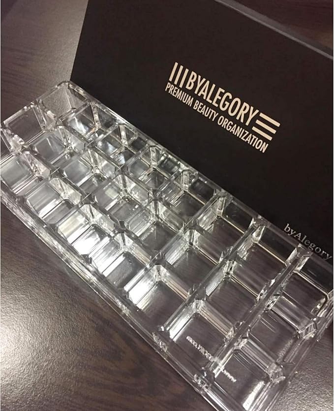 BY ALEGORY (Set Of 2) Acrylic Lipstick Makeup Organizers 24 Space Beauty Storage Refillable Cosmetic Container - Clear