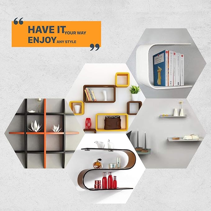 BATODA Floating Shelf Bracket (8 pcs) - Blind Shelf Supports - Silver Hidden Brackets for Floating Wood Shelves – Great Invisible Support for Thin Shelf – Shelving Mounting Hardware Included (Pack 8)