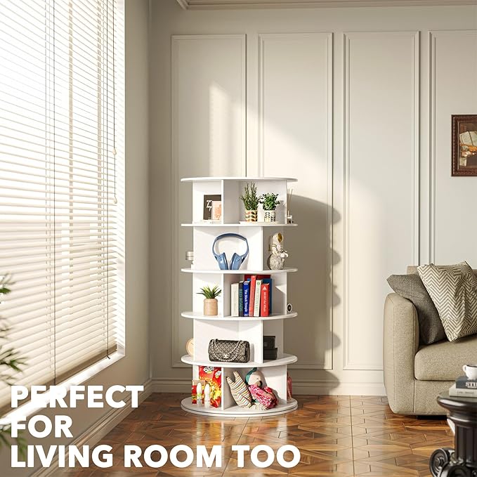 SpaceAid Cross Style 5-Tier Rotating Shoe Organizer, Spinning Shoe Rack Tower, 360 Display Lazy Susan Storage, Handbag Rotate Tower Closet Organization (Modern Style, White)