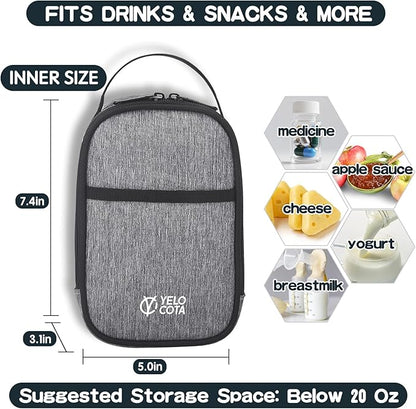 Yelocota Small Insulated Lunch Bag- Snack Bag- Mini Cooler Bag with Handle Buckle for Travel,Work,School(Storage Space below 20oz)- Also Suitable for Pairing with Food Jar