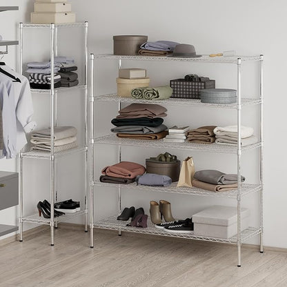21" Deep x 54" Wide x 64" Height Wire Shelving Kit | 5-Tier | NSF Commercial Storage Rack Unit